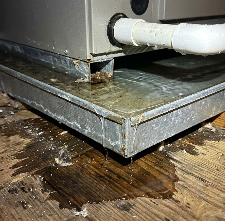 HVAC evaporator drain leak